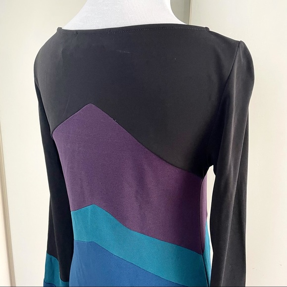 Hale Bob Long Sleeve Dress with Color Block Chevron Design Size Small - Picture 6 of 9